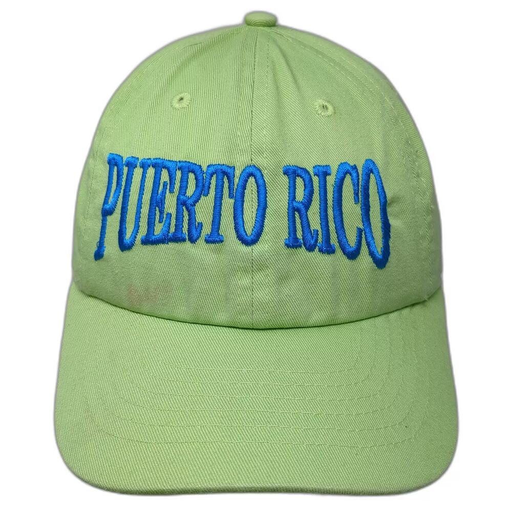 Newhattan Puerto Rico Baseball Cap Green Blue OS Adjustable Curved Cotton Hat